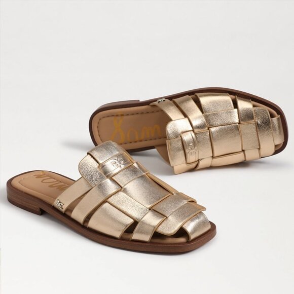 Sam Edelman Dina Fisherman Mule in Gold Quartz Leather size 6 - Picture 1 of 11